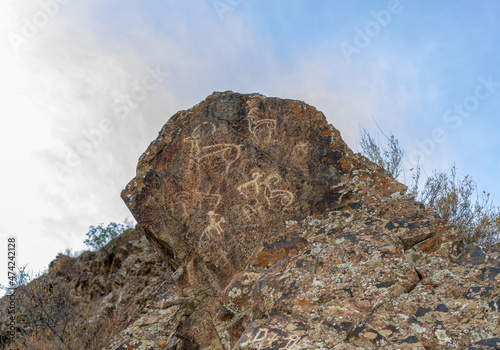 Uzbekistan, petroglyphs in the Karatau  
mountains near the village of Asraf. photo