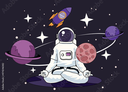 Astronaut sitting in lotus position