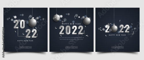 New year social media post template design collection. Editable modern banner with place for the photo. Usable for social media post, card, banner, cover, background, and web.