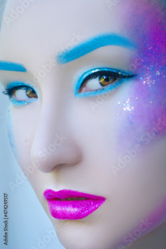 Fantasy mermaid blue glittery makeup