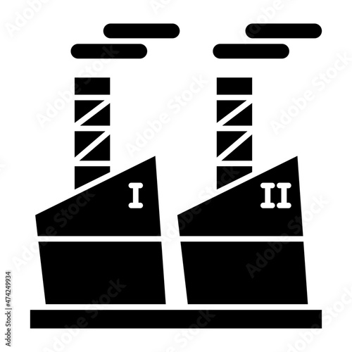 Factory with pollution icon