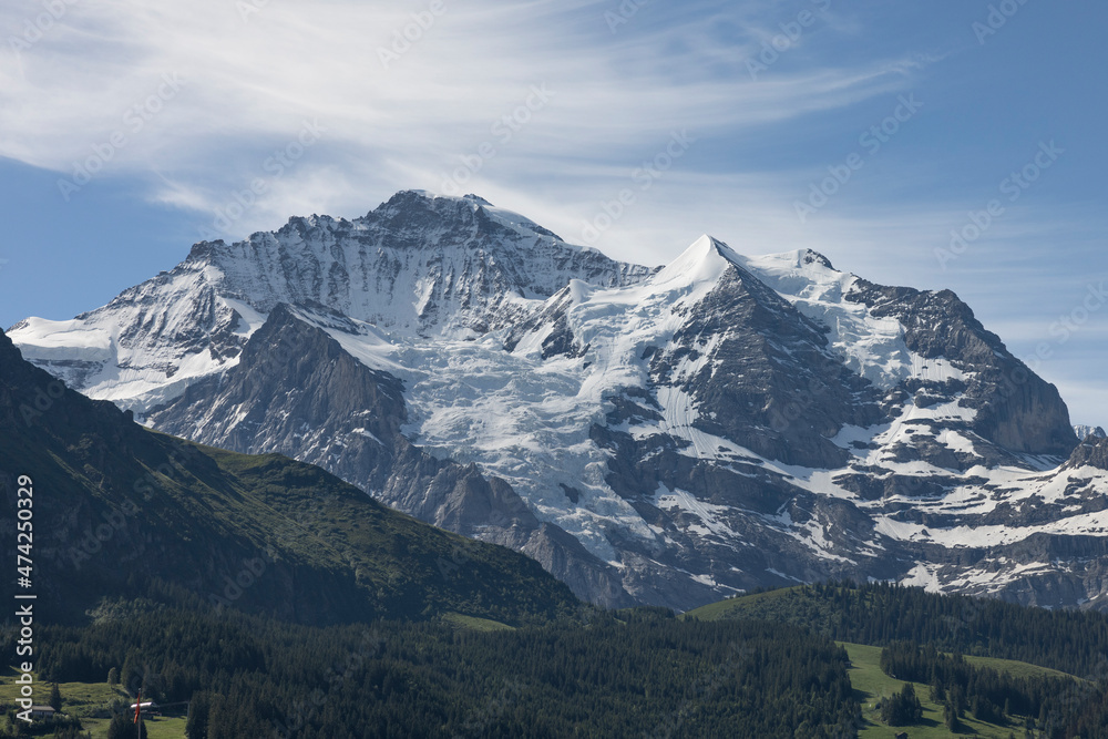 Fototapeta premium Mönch mountain and glacier from iseltwalt