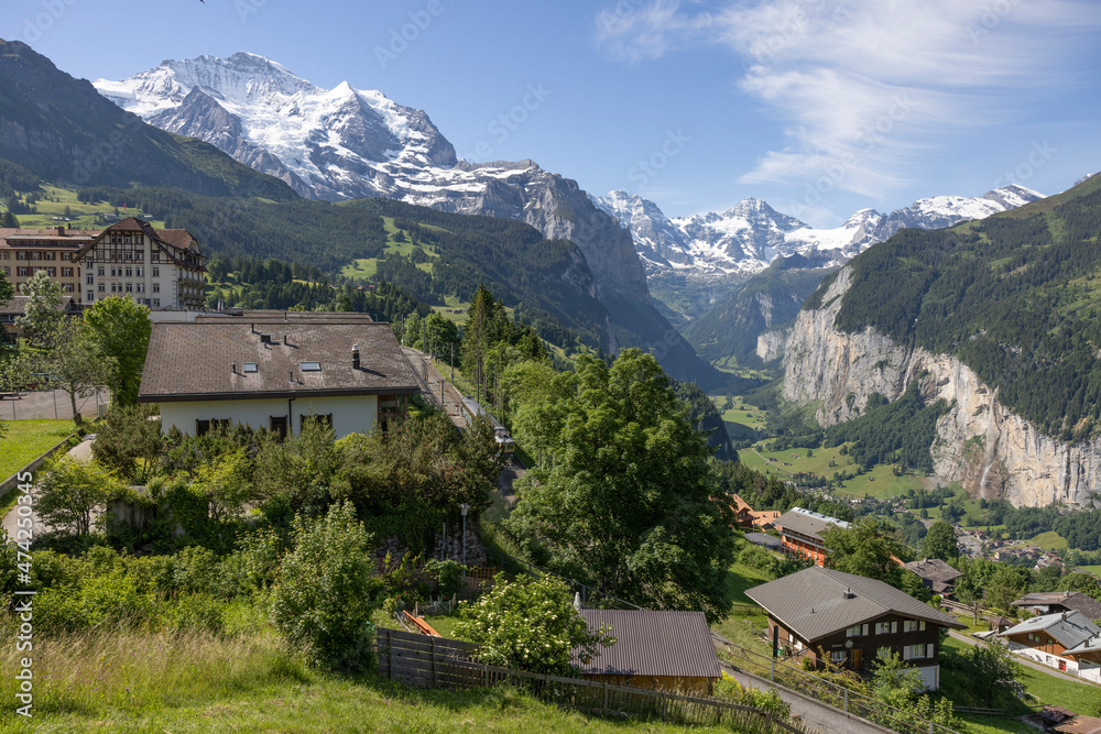 Fototapeta premium lauterbrunnen valley with monch and eiger mountains