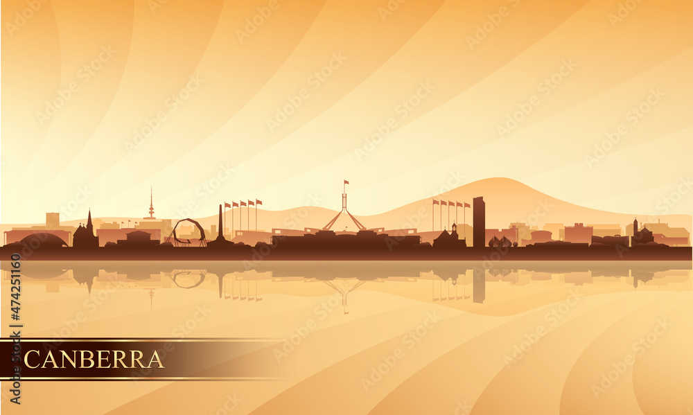 Canberra city skyline silhouette background