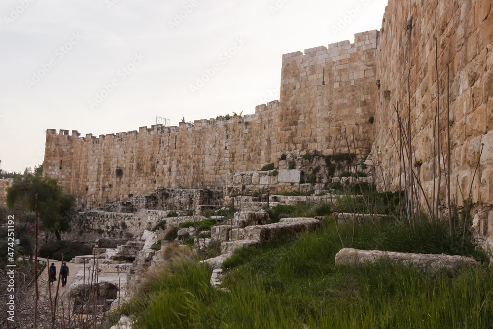 Fototapeta premium View of the south wall of the old city of Jerusalem