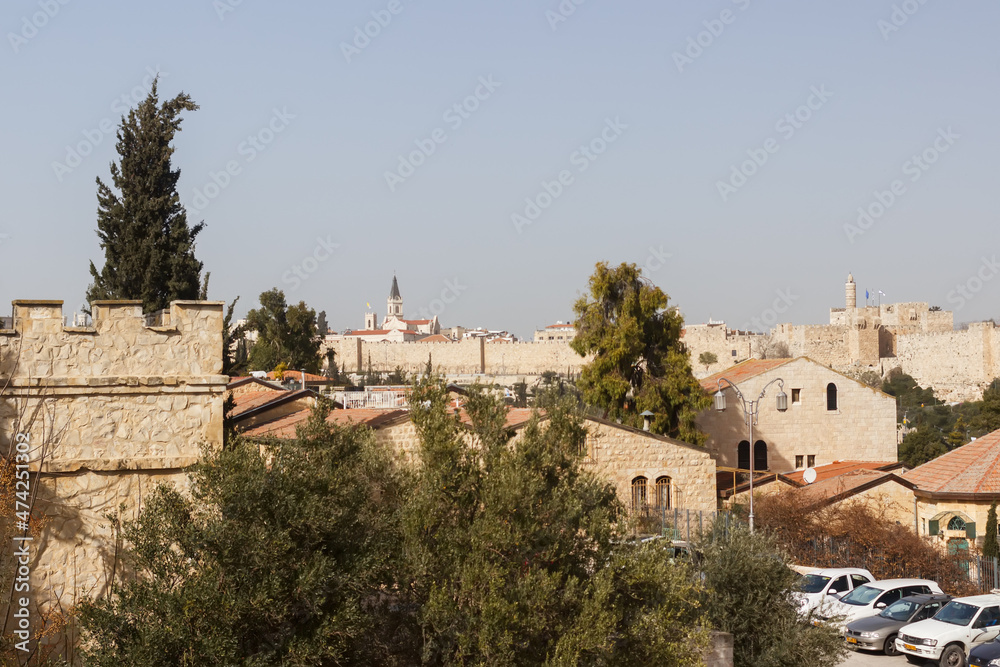 View of hills and city of israel