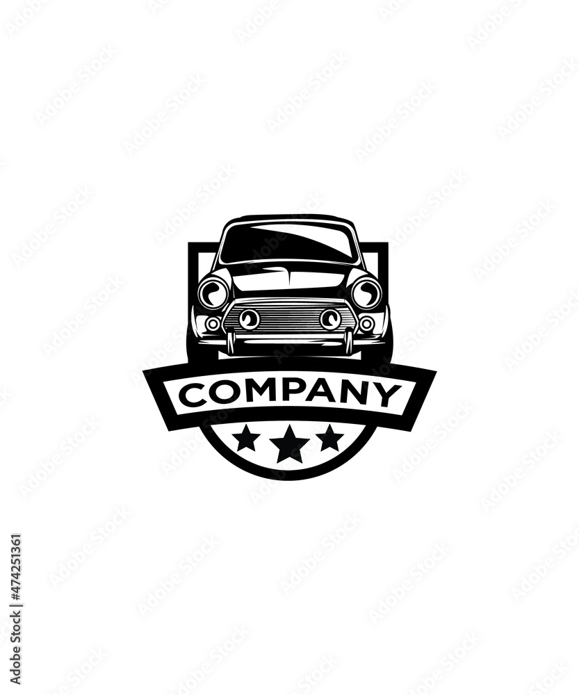 Obraz premium Vintage logo with car illustration, this logo is suitable for car collectors or something