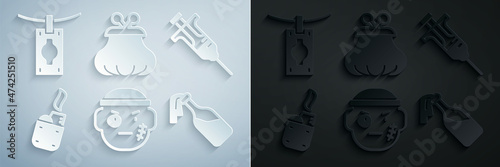 Set Bandit, Syringe, Lighter, Cocktail molotov, Wallet and Money laundering icon. Vector