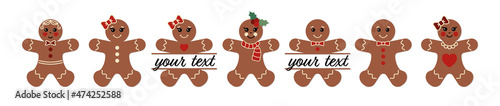Gingerbread man Gingerbread girl Christmas cookies split monogram Personalised Holidays name frame Gingerman