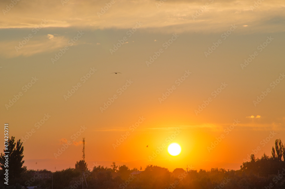 Naklejka premium sunset in the mountains