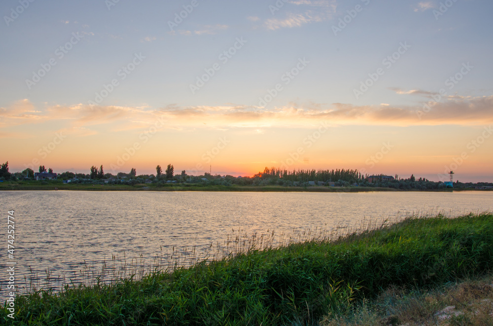 sunset over the river