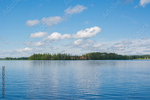 View of the Lake Nuasjarvi in summer, Vuokatti, Sotkamo, Finland