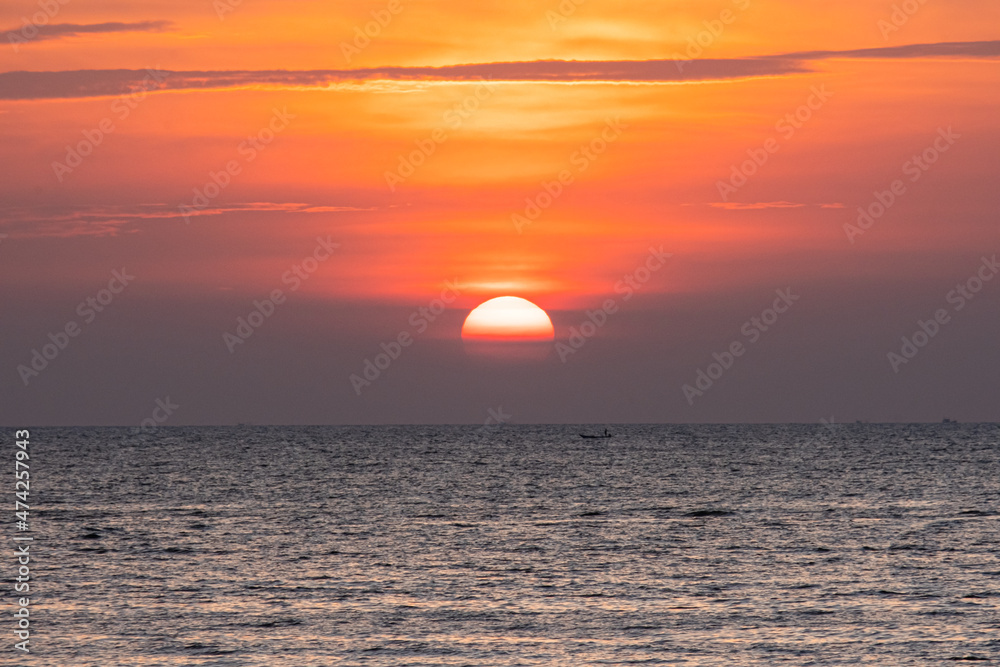 Beautiful sunset at the beach. Pattaya, Thailand.
