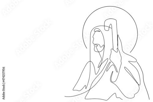 Continuous line drawing of Jesus Christ vector illustration Testament
Bible
