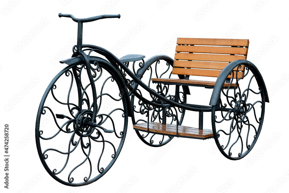Three wheeled bicycle on a white background in isolation