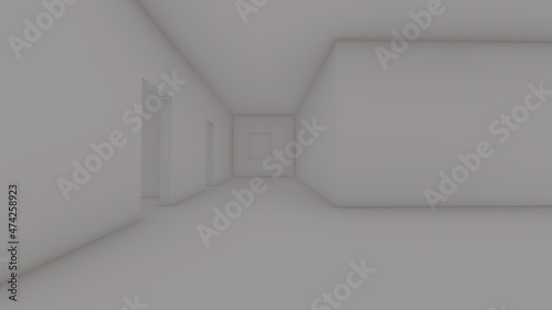 Empty room without color to use as interior graphic editing 3d image