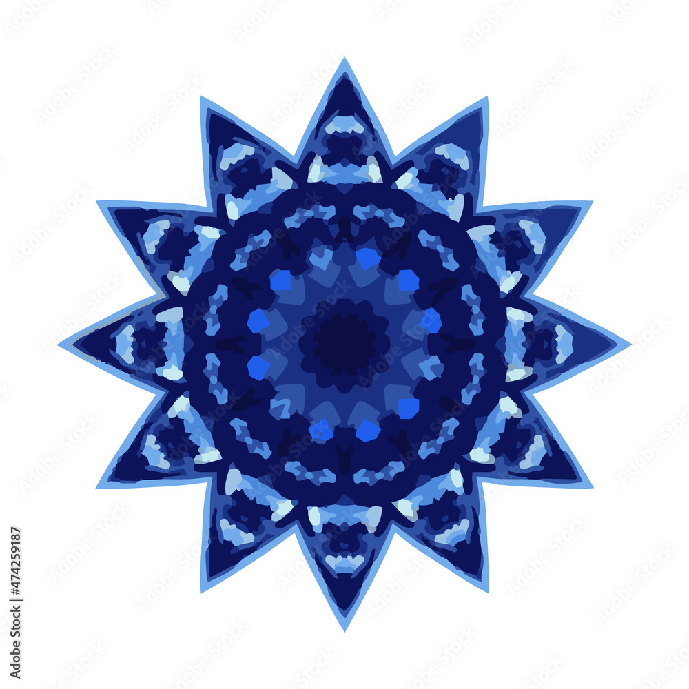 a blue snowflake, hand-drawn, isolated on a white background a blue snowflake, hand-drawn, isolated on a white background
