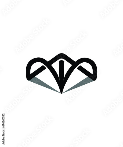 Combination logo of letter M and pen tip illustration