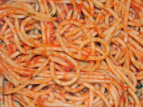 Spaghetti with tomato sauce and oregano