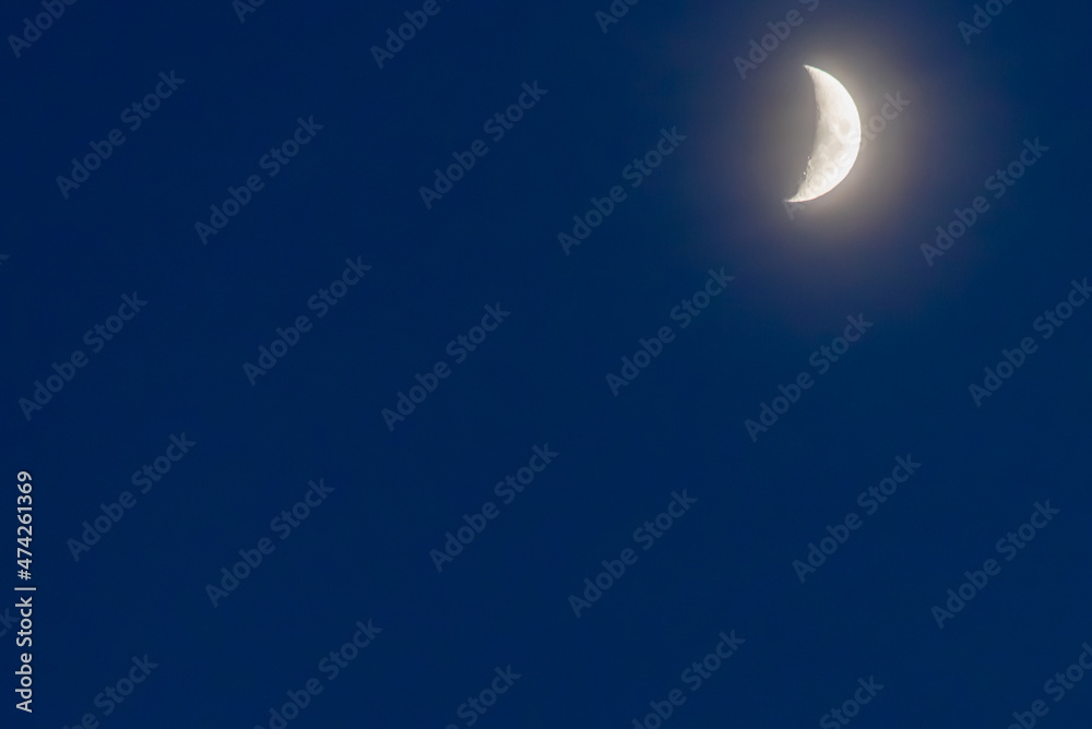 Moon, crescent moon in the evening sky. Moon, crescent moon in the evening sky.