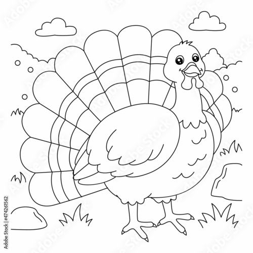 Turkey Coloring Page for Kids