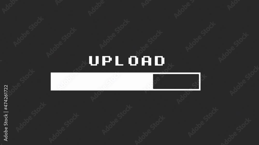 upload bar Glitch Modern Animation On Black Background.Glitch Old Screen Display. upload bar Glitch Modern Animation On Black Background.Glitch Old Screen Display.