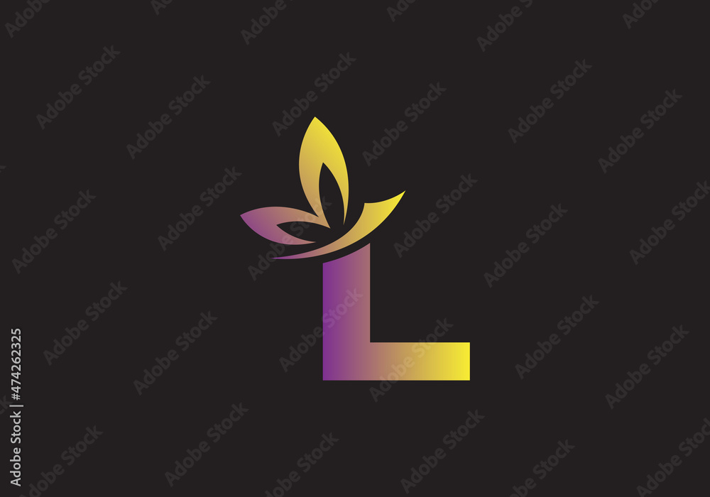this is a creative letter L add butterfly icon design