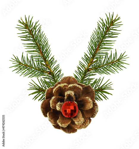 Pine cone with golden glitt...