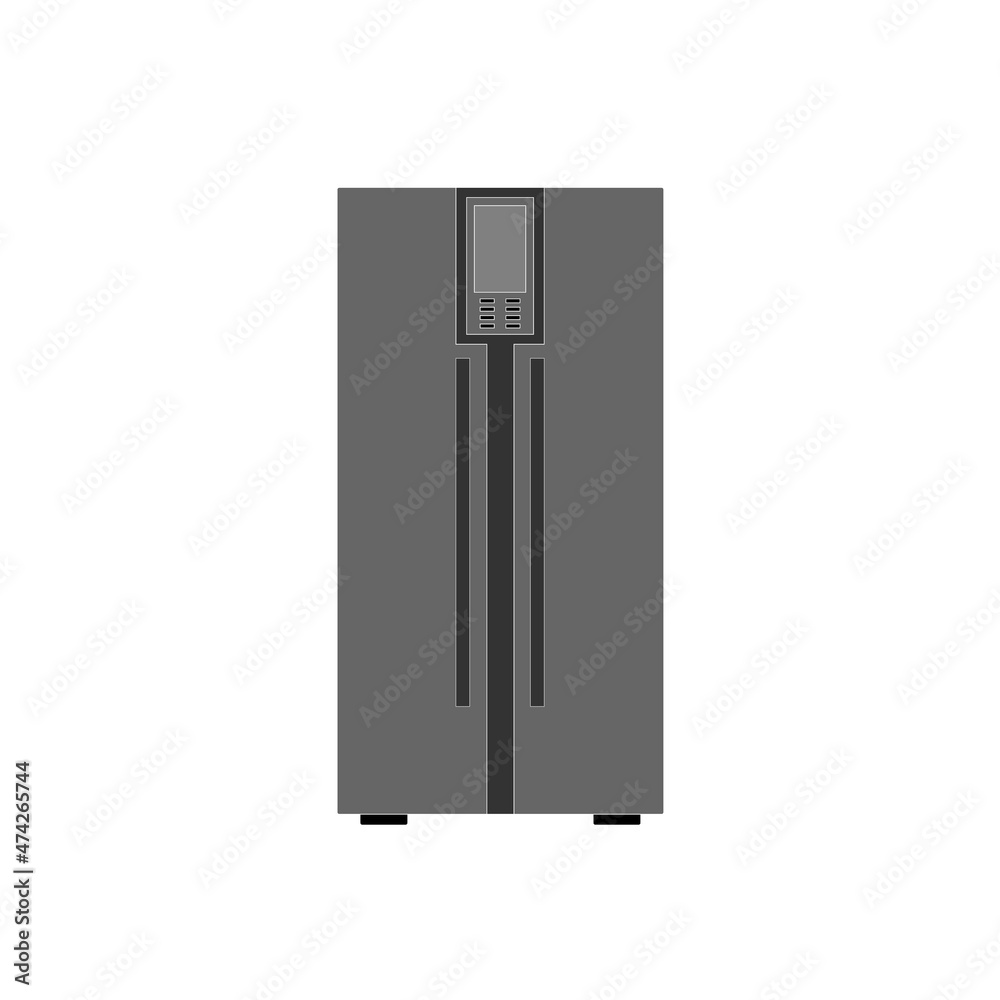 The icon of a large modern two-door refrigerator on a white background. The icon of a large modern two-door refrigerator on a white background.