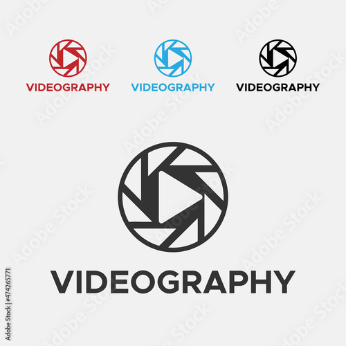 Blue And Black Color Videography Logo. Media Play Logo.