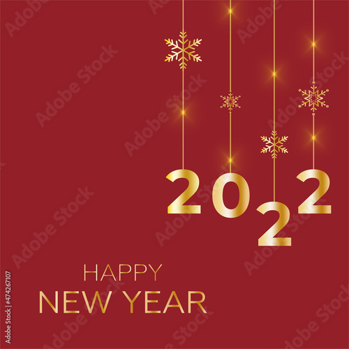 Obraz na płótnie Happy new year 2022 with luxurious white numbers and gold splash w salonie