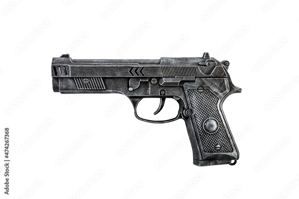 Black pistol gun isolated on white background with clipping path Black pistol gun isolated on white background with clipping path