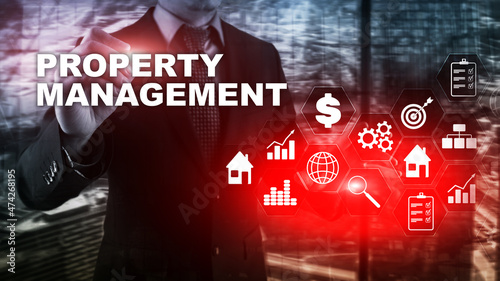 Property management. Business, Technology, Internet and network concept. Abstract Blurred Background photo