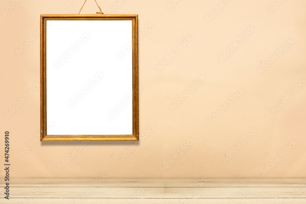 hanging empty picture frame mockup on wall hanging empty picture frame mockup on wall