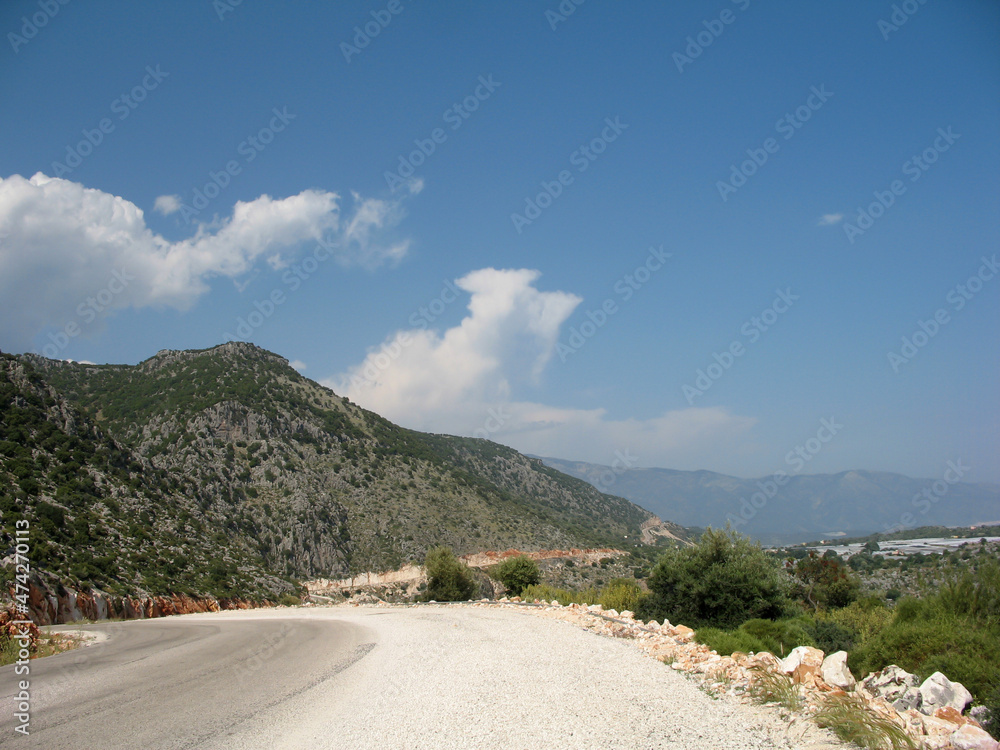 Winding road in mountains to the west from Demre. Turkey