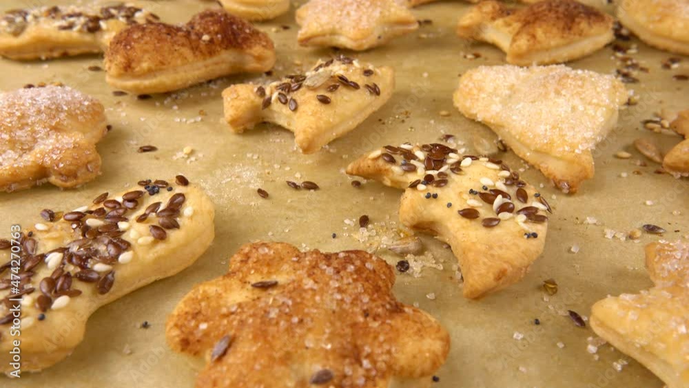 The process of making cookies from shortbread dough.