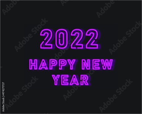 2022 Happy new year neon purple