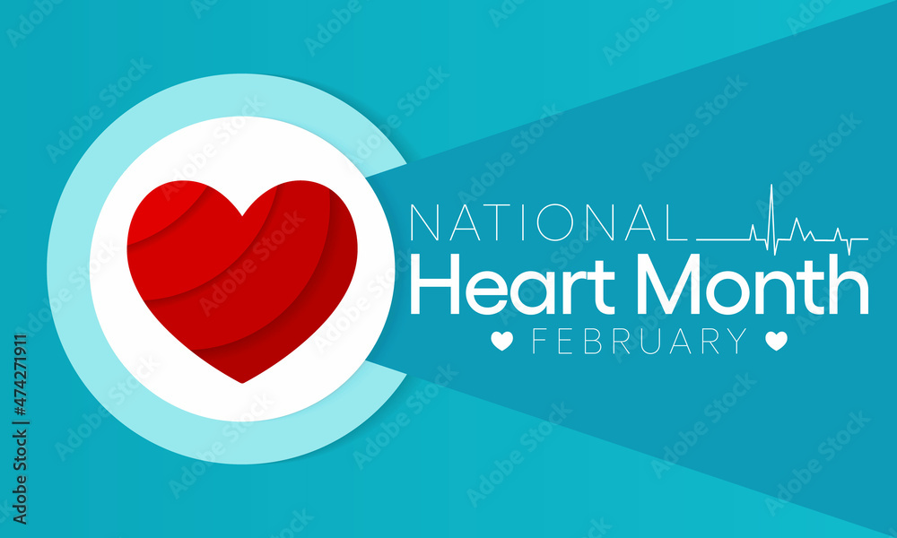 National Heart month is observed every year in February, to adopt healthy lifestyles to prevent heart disease (CVD). Vector illustration
