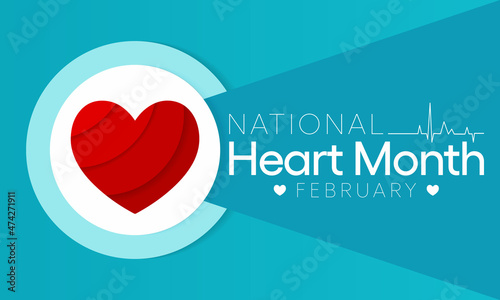National Heart month is observed every year in February, to adopt healthy lifestyles to prevent heart disease (CVD). Vector illustration