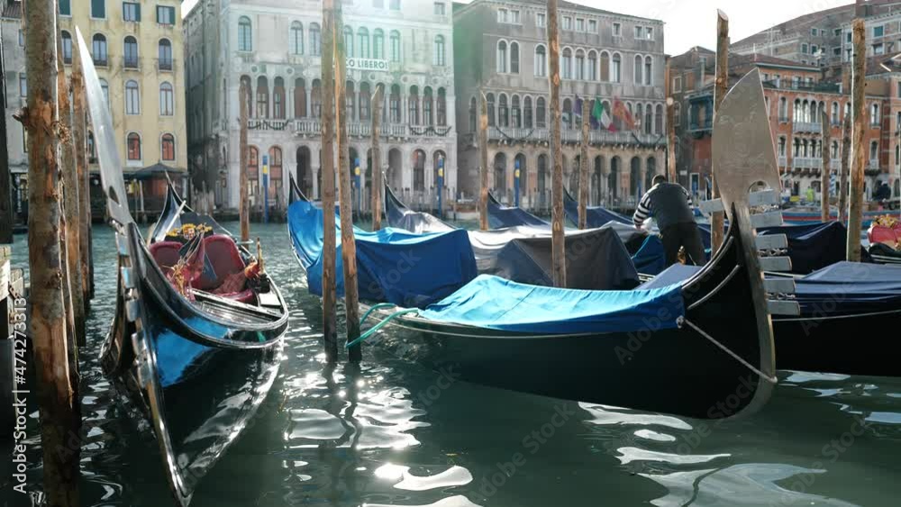 Venice, Italy - Rialto - gondolas in the Grand Canal Venice, Italy - Rialto - gondolas in the Grand Canal