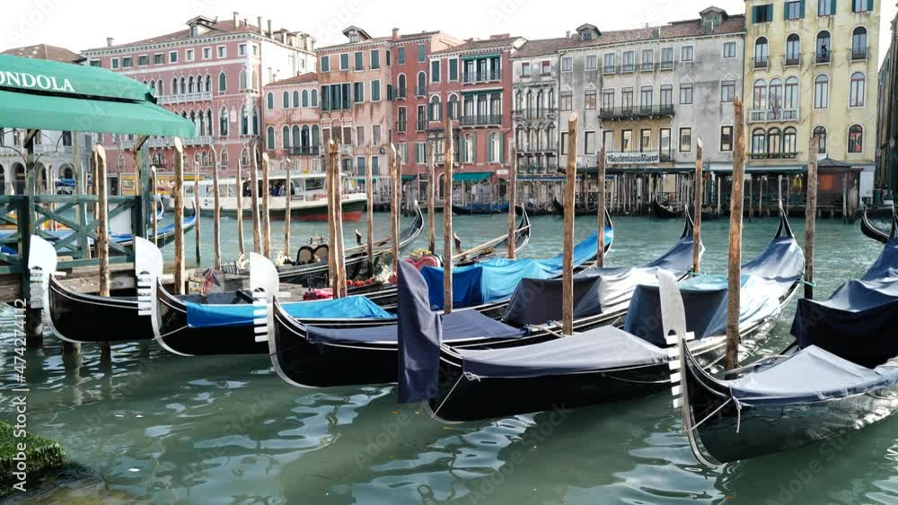 Venice, Italy - Rialto - gondolas in the Grand Canal Venice, Italy - Rialto - gondolas in the Grand Canal