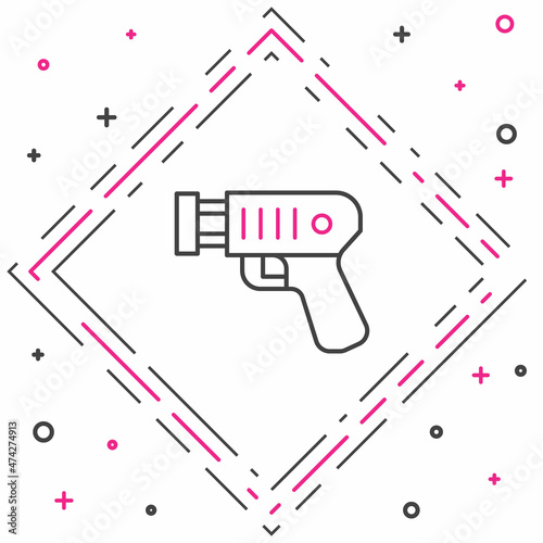 Line Police electric shocker icon isolated on white background. Shocker for protection. Taser is an electric weapon. Colorful outline concept. Vector