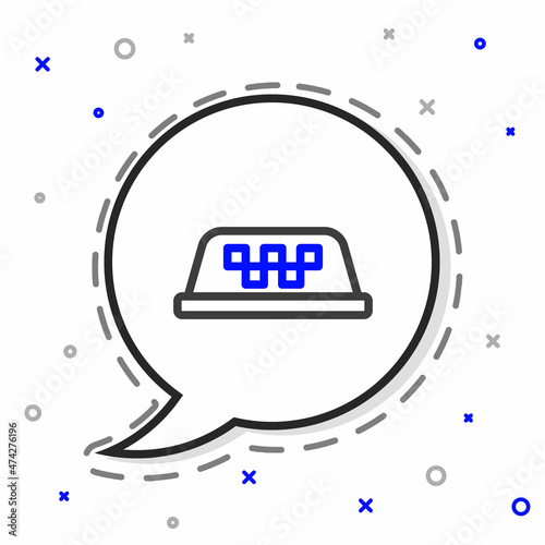 Line Taxi car roof icon isolated on white background. Colorful outline concept. Vector