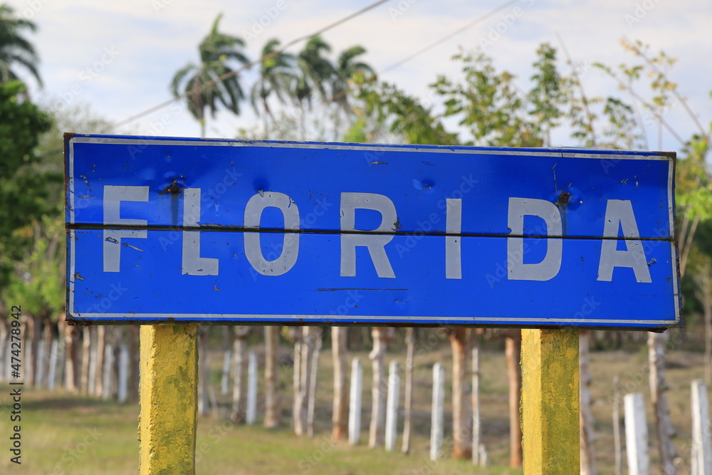 Fototapeta premium Florida-Ortsschild in Kuba