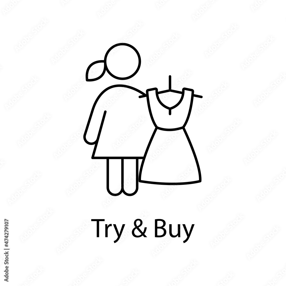 Try and  Buy vector outline icon for web design isolated on white background