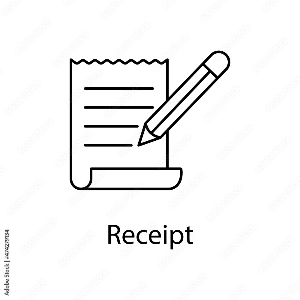 Receipt vector outline icon for web design isolated on white background Receipt vector outline icon for web design isolated on white background