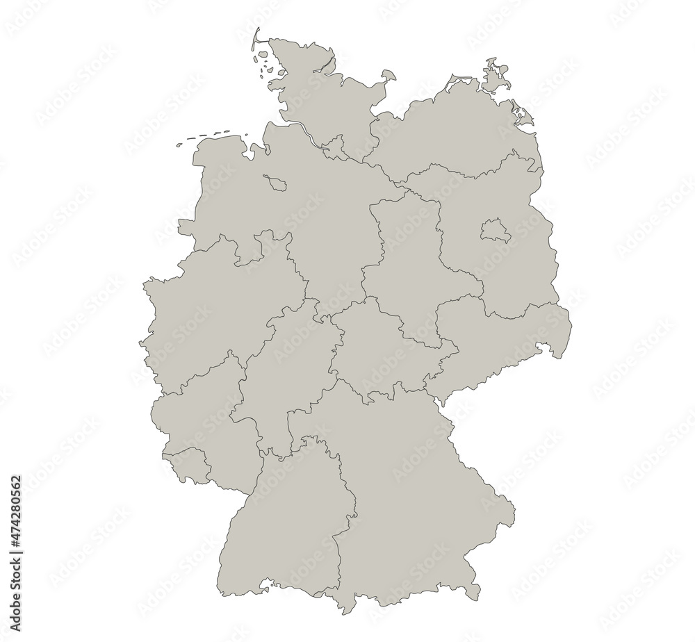 Obraz premium Germany map, individual regions, blank