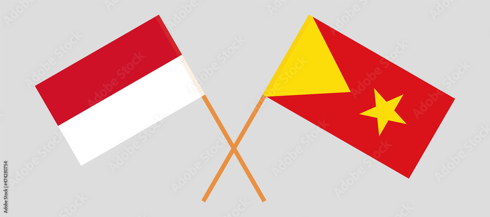 Crossed flags of Indonesia and Tigray. Official colors. Correct proportion Crossed flags of Indonesia and Tigray. Official colors. Correct proportion