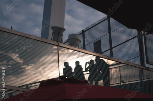 silhouette of a person on a building