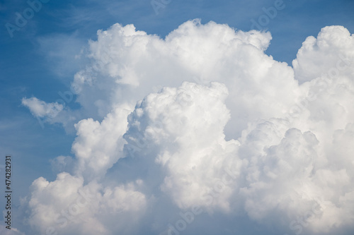white thunderclouds against a blue sky. weather station and weather forecast. cloud cover hurricane and rain